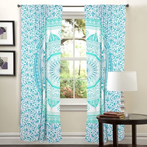 Cotton Curtain - 82x41 Inches | Handmade Mandala Design, 2-Piece Set, Rod Pocket Panels