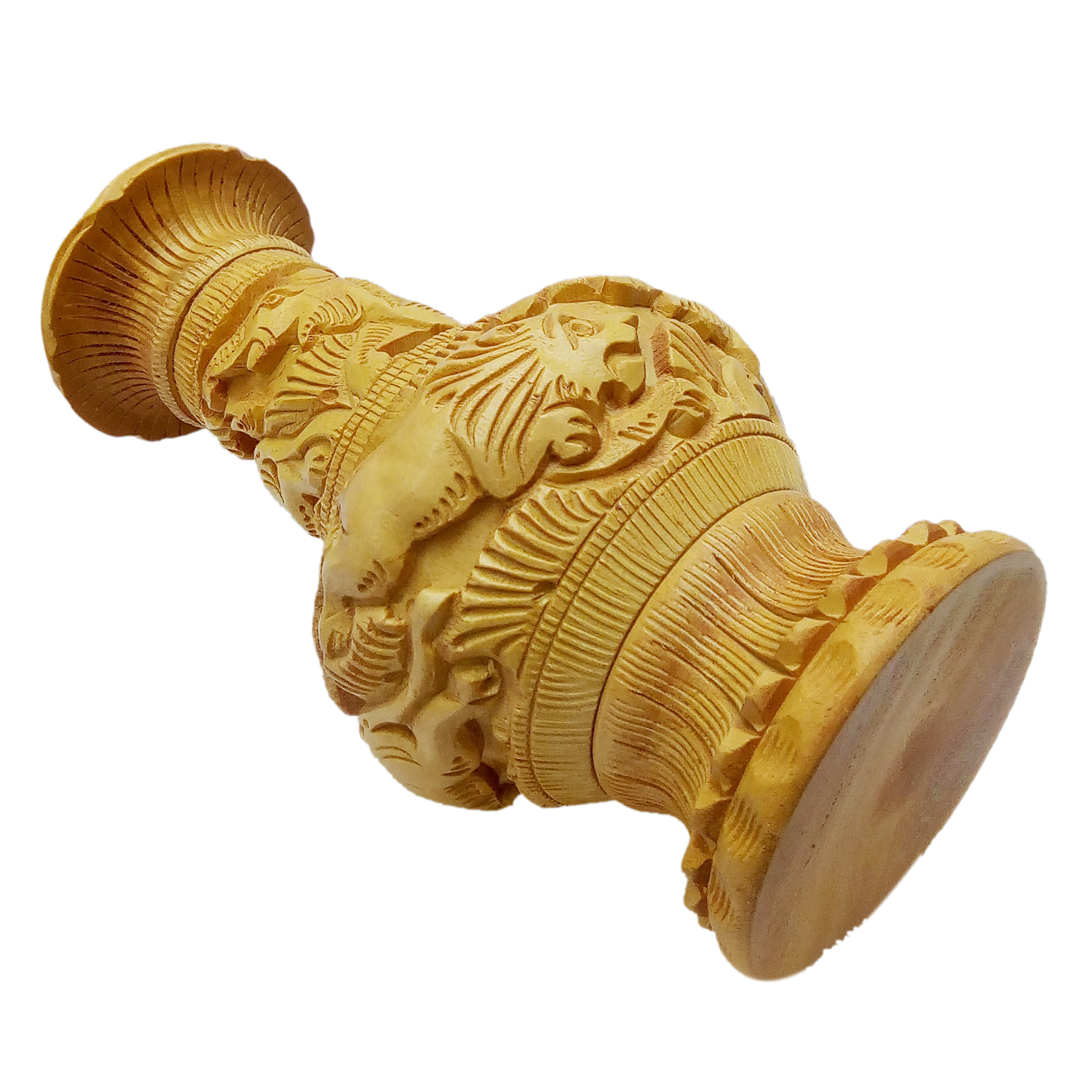 Brown Wooden Fllower Pot Carving 20 Cm