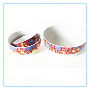 Decal Art Stoneware Bowl,a Set Of 3 Pieces Ceramic Colorful Bowls