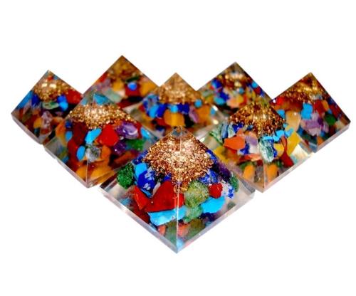 ORGONE MULTI COLOR STONE BABY PYRAMID - 25mm Size | Attractive Multi-Color Energy Generator for Home and Office Use