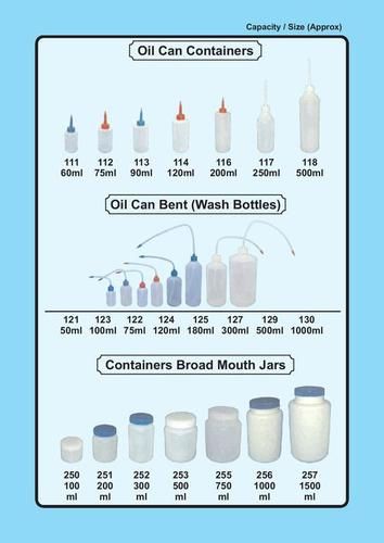 तेल के पात्र, धुलाई की बोतलें, चौड़े मुंह वाले जार