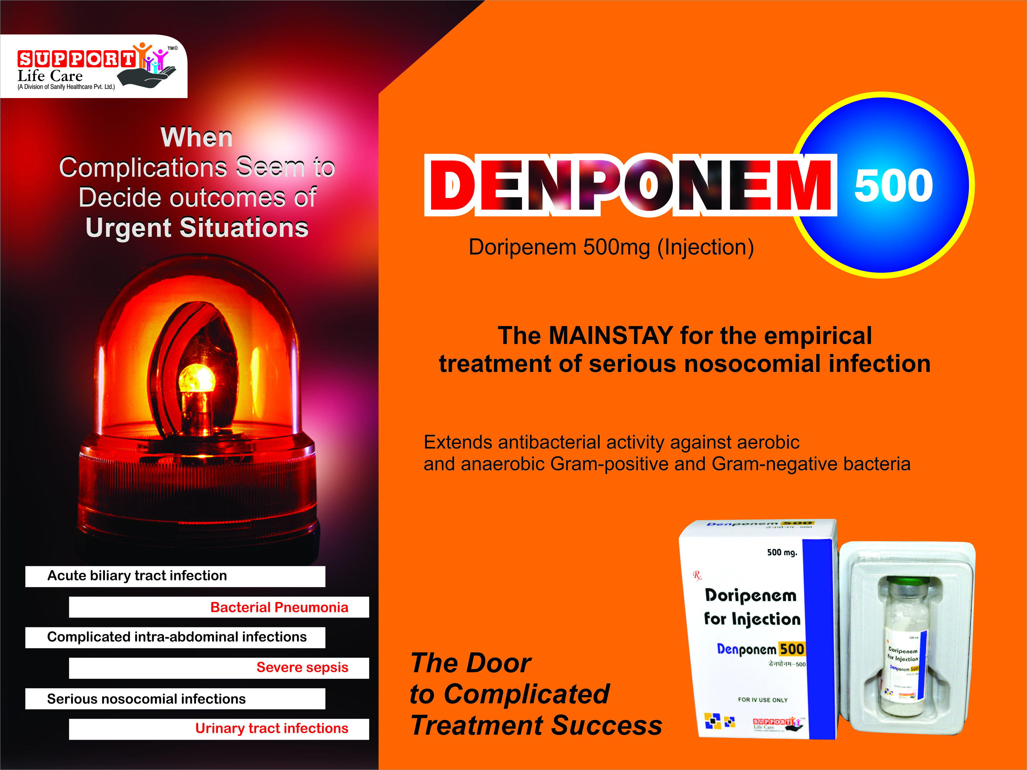 Doripenem - 500mg Injection | Breaks Complicated Infections, Storage In Dry Place, Expiry In 21 Months