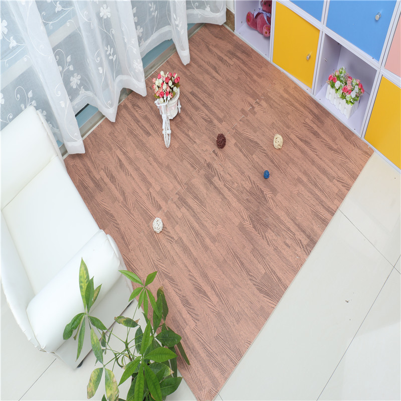 According To Customer Wood Grain Floor Mat 3/8 Inch Thick Foam Interlocking Flooring Tiles With Borders Each Tile Measures 1 Square Foot Home Offi
