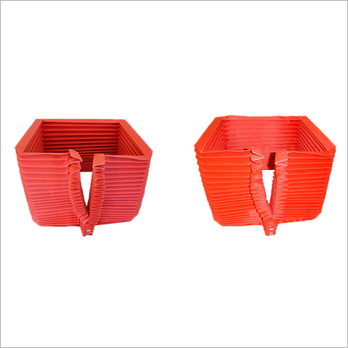 Closed Type Rectangular Attached Velcro Bellows - Customized Size | Durable Red Protection For Industrial Machine Parts, Square Head Code