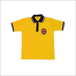 School T Shirt - Cotton Blend, Unisex, Yellow, Half Sleeve | Customizable Logo, Ideal for Sports Activities, Ages Up to 18