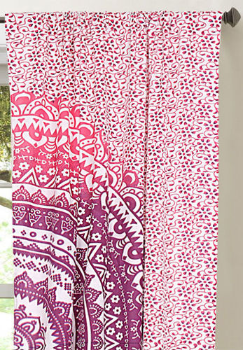 Pink Cotton Wall Hanging Mandala Curtain - Finish: Handmade