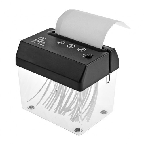 Mini Paper Shredder - High Power Motor, 16.5x11.5x14.5 Cm | Auto-stop, Low Noise, 5 Sheets Capacity, Cross Cut Design