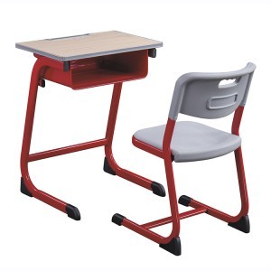 School Classroom Student Table And Chair Set - Mdf With Pu Edge Banding, Metal Frame, Red Color Option, Modern Style
