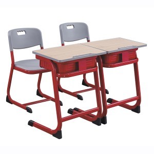 School Classroom Student Table And Chair Set - Mdf With Pu Edge Banding, Metal Frame, Red Color Option, Modern Style