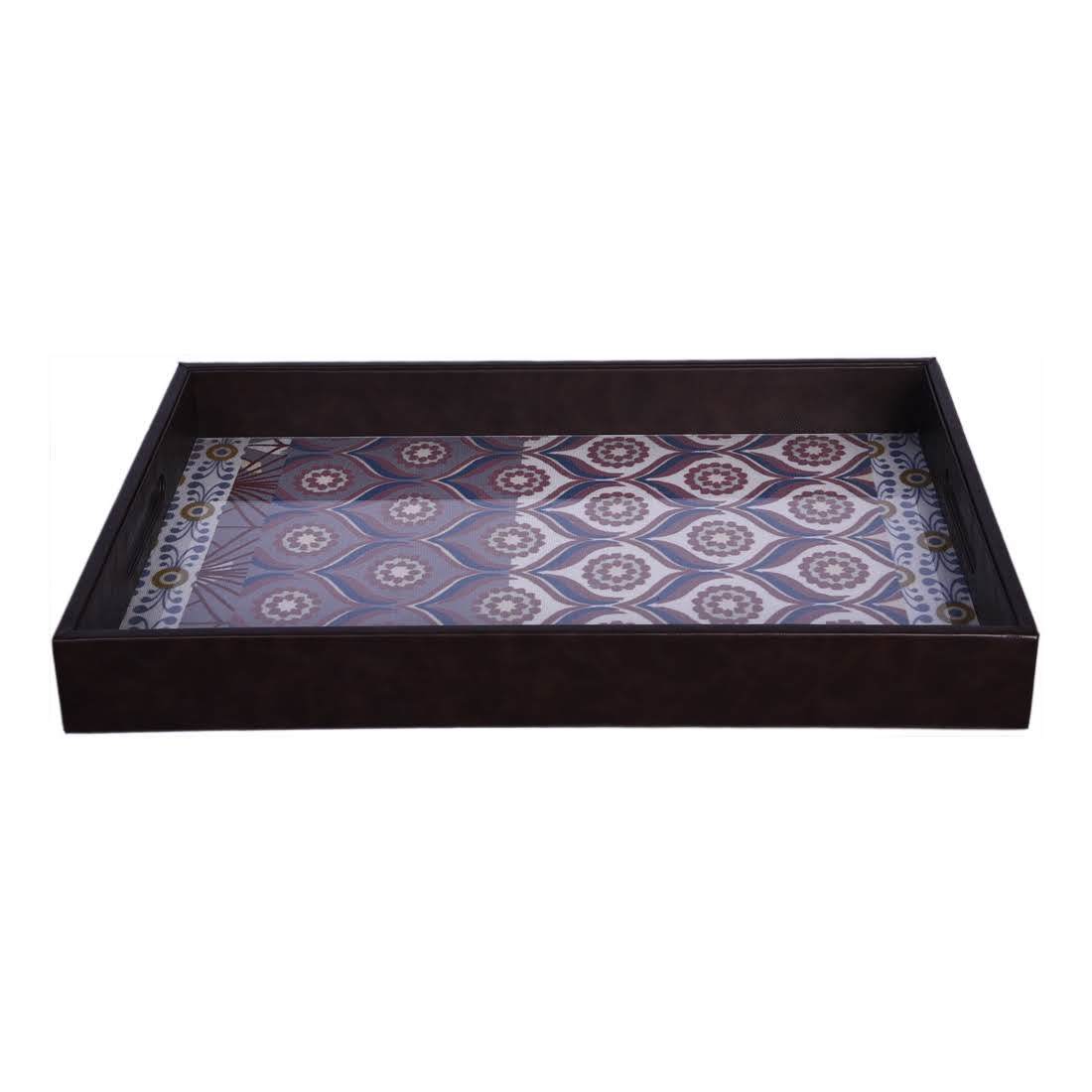 Black Floral Print Serving Tray