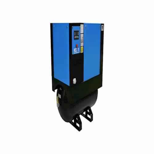 Tank Mounted Rotary Screw Air Compressor - 230 Volt AC Power, Belt Drive Lubricated, Silent Operation | New Stationary Design with Integrated Air Dryer and 12-Month Warranty
