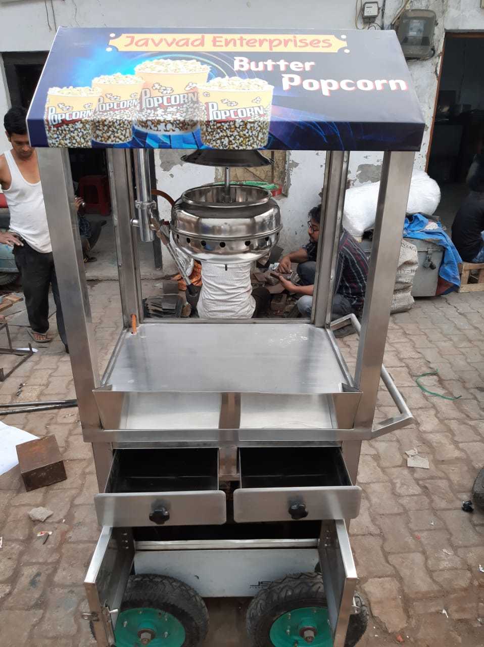 White Trolley Popcorn Machine