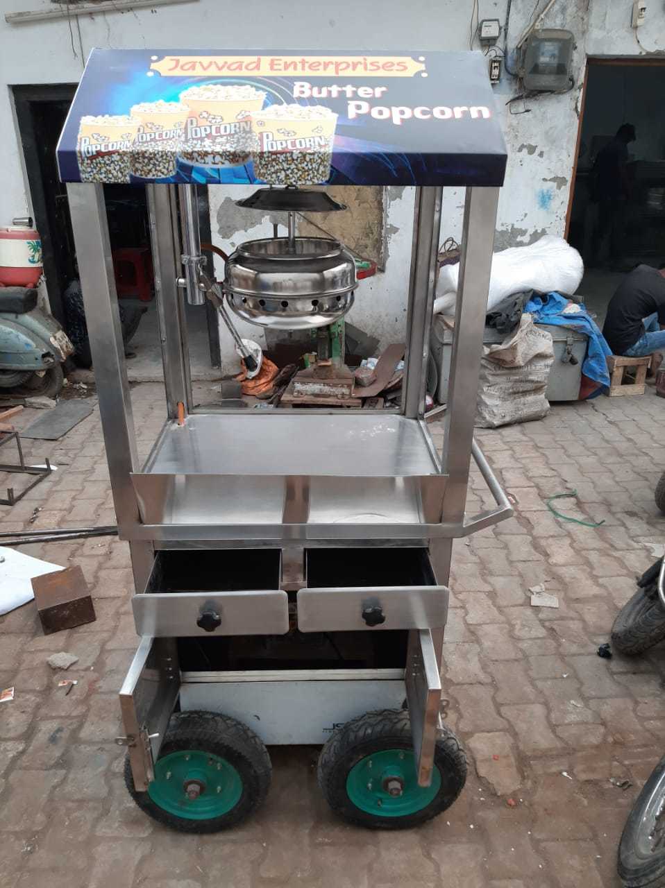 White Trolley Popcorn Machine