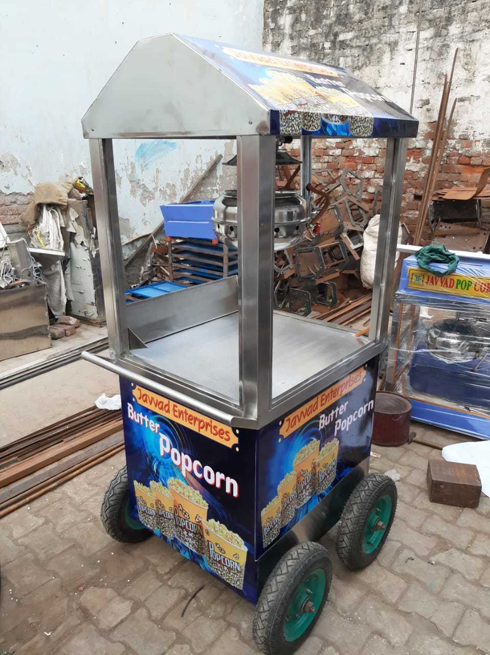 White Trolley Popcorn Machine