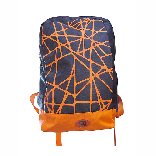 Orange Printed Backpack - PU Material, Adjustable Strap, Available in Different Sizes and Colors | Features Separate Compartments and Easy Zip Closure