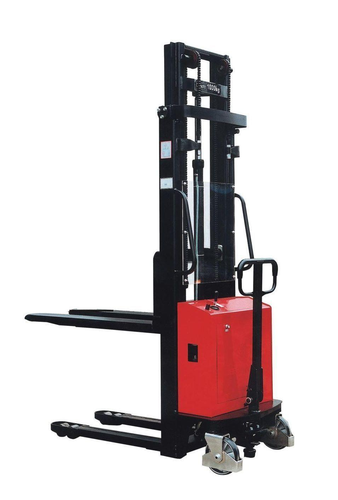 Semi Electric Stacker - Electric, 1500kg Lift Capacity, 3000mm Lift Height, 1150mm Fork Length, Red | Durable Sturdy Design, Polyurethane Wheels for Efficient Warehouse Use