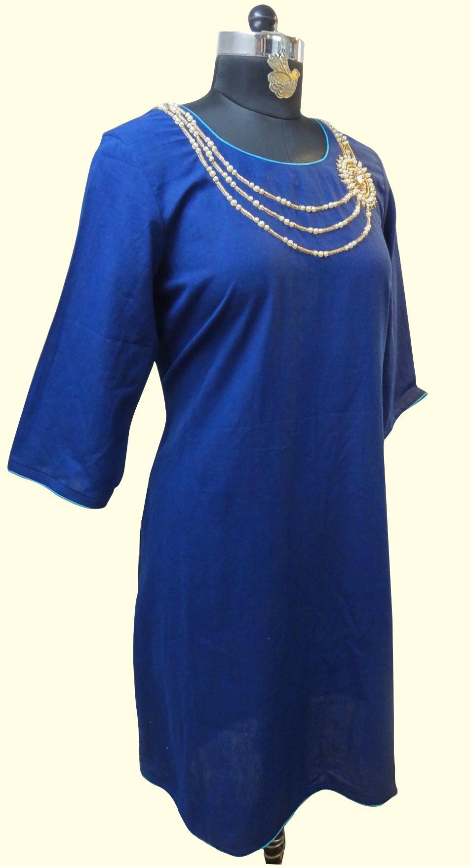 Necklace Kurti Bust Size: 38 Inch (In)