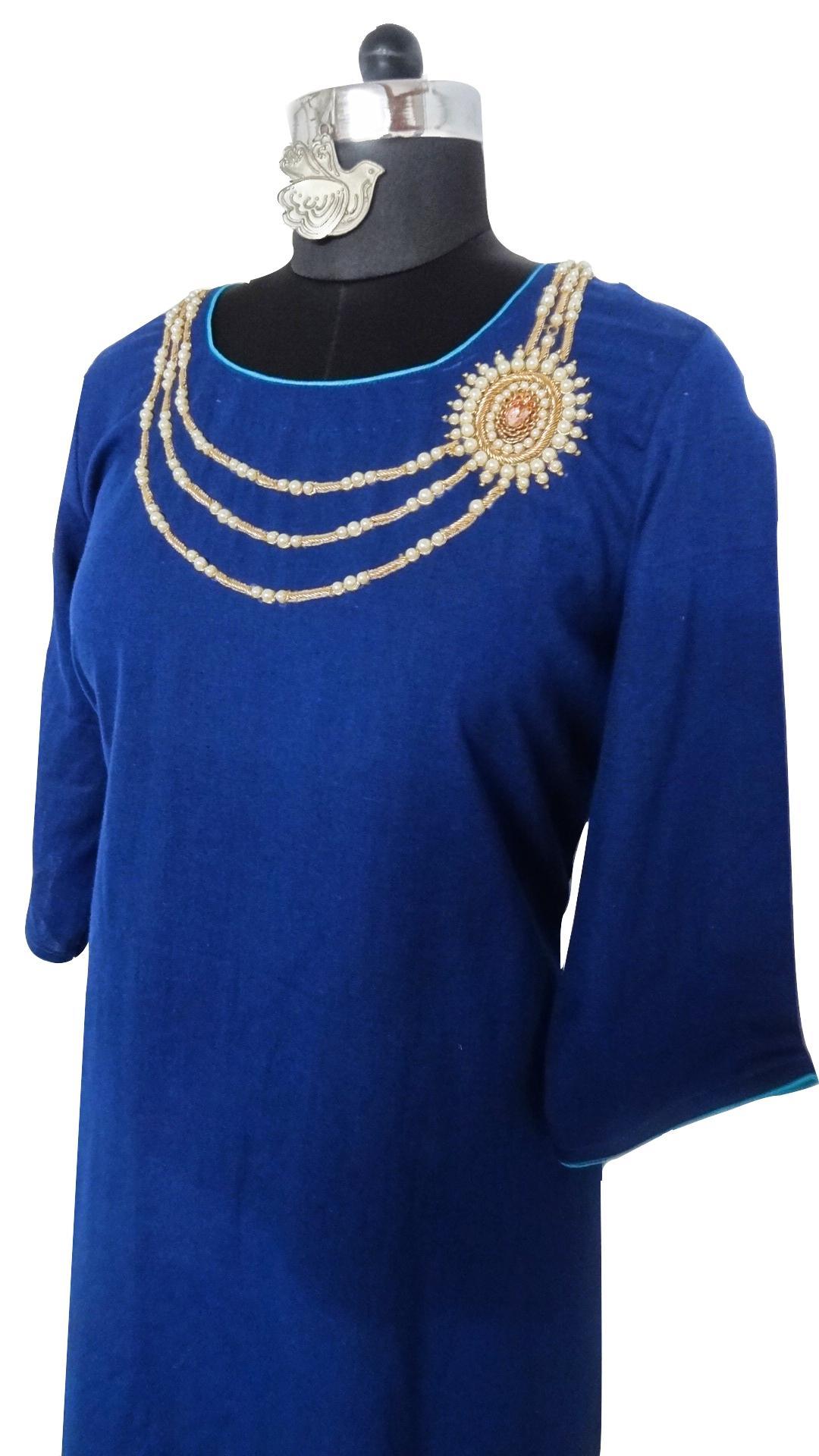 Necklace Kurti Bust Size: 38 Inch (In)