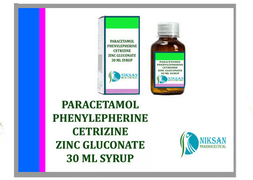 पेरासिटामोल फिनाइलफेरिन सेट्रिज़िन जिंक ग्लुकोनेट सिरप सामान्य दवाएं