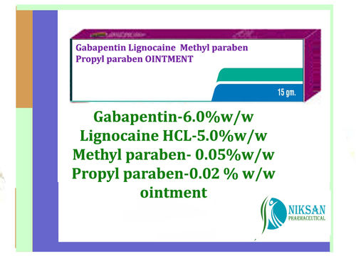 गैबापेंटिन लिग्नोकेन मिथाइल और प्रोपाइल पैराबेन मरहम सामान्य दवाएं
