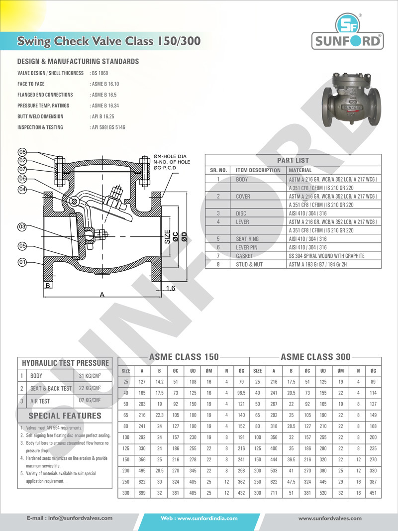 Swing Check Valve Power: Hydraulic Watt (W)