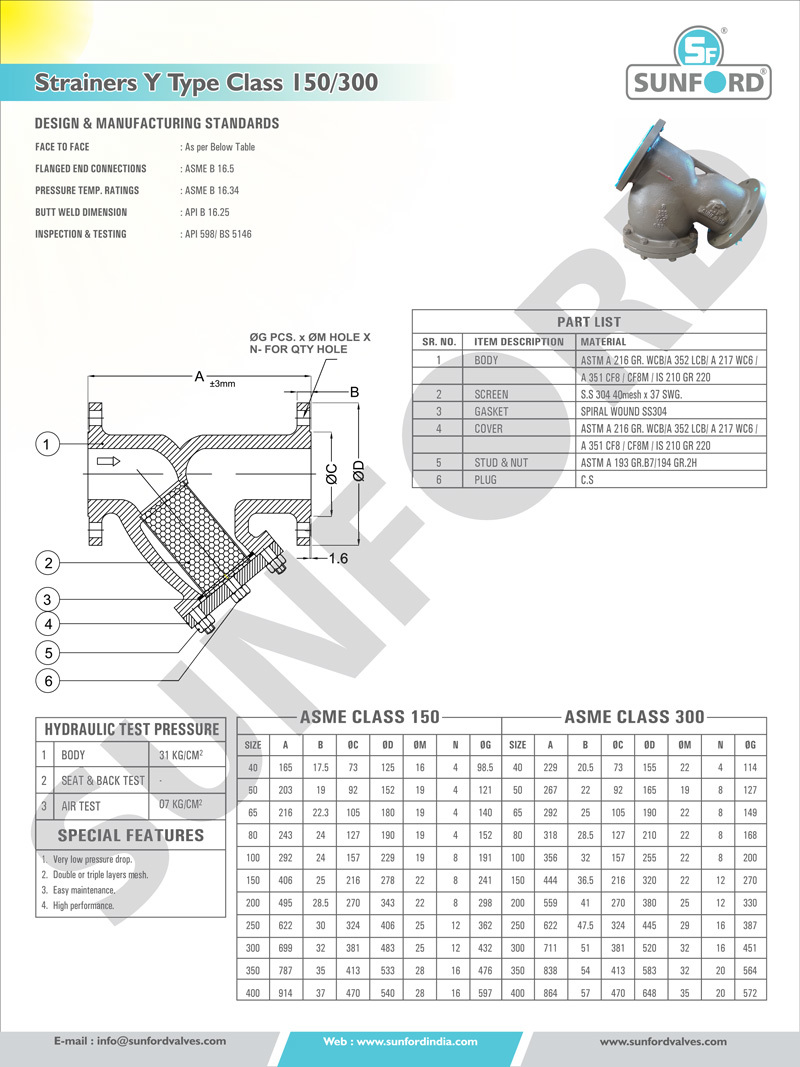 Strainers Y Type Power: Hydraulic