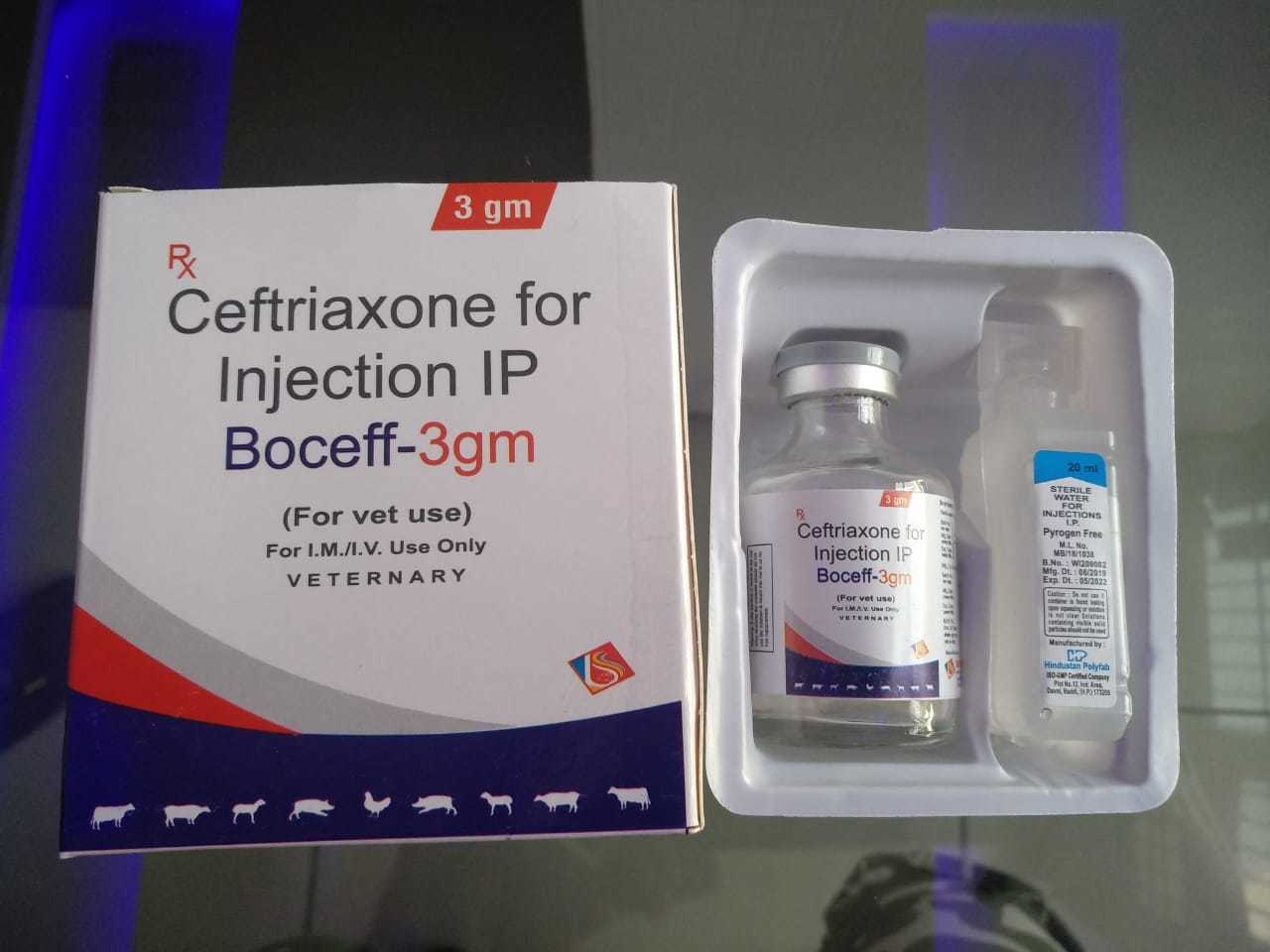 Ceftriaxone Injection - 3.0 Geq. To 3000 Mg | Antibiotic Powder For Cattle, Dogs, Goats, Poultry