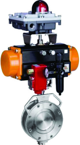 Rotary Actuated Double Offset Spherical Butterfly Valve - Stainless Steel, 2-12 Inch Size, Grey Color | High Pressure, Hydraulic Power Source, Wafer Type Design