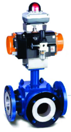 Polished Pfa And Fep Lined 3 Way Ball Valve