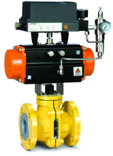 Black Pfa And Fep Lined Rotary Actuated Ball Valve