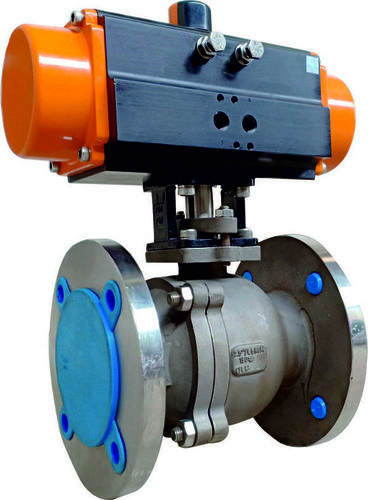 Two Piece Rotary Actuated Ball Valve - Metal, Orange and Black Color Scheme | Suitable for Liquid Media, Ball Structure