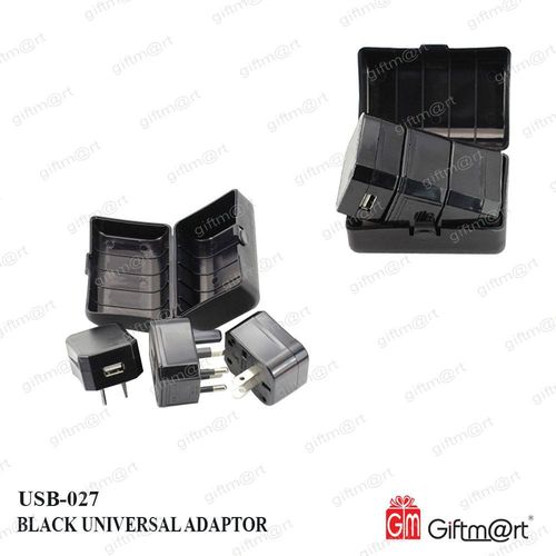 Black Universal Adapter - Plastic Material, Dual USB Charging Ports, Worldwide All-in-One AC Power Plug Adapter for Cell Phones & Laptops