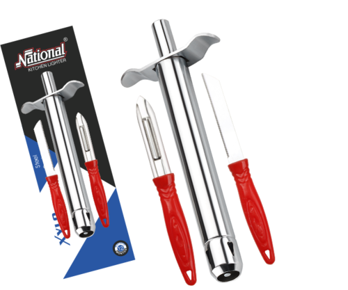 एसएस नाइफ और पीलर के साथ रेड ज़ाइलो किचन लाइटर