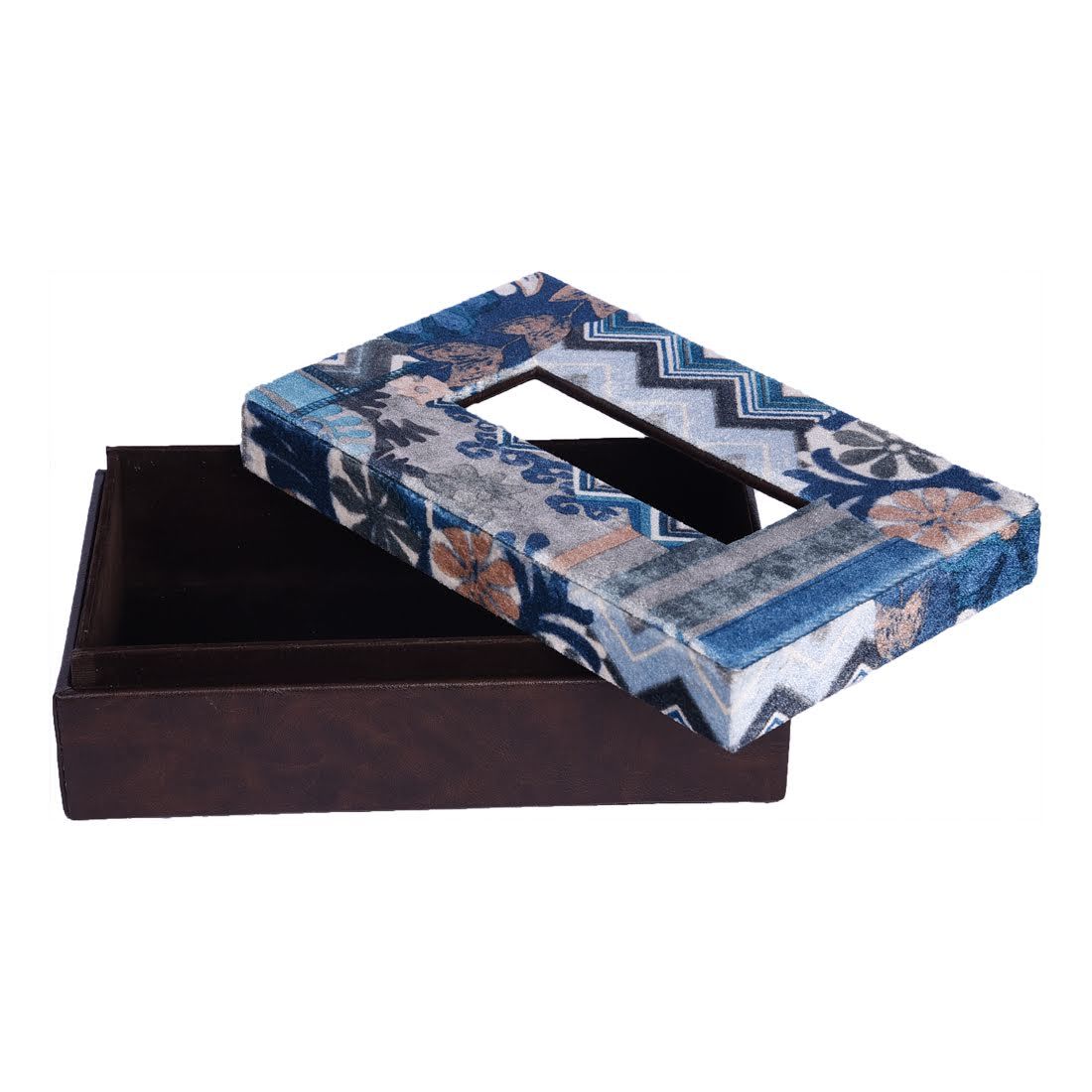 Tissue Box - 9x5.5x3 Inch | Brown And Blue Design, Stylish Tissue Holder For Home And Office Use