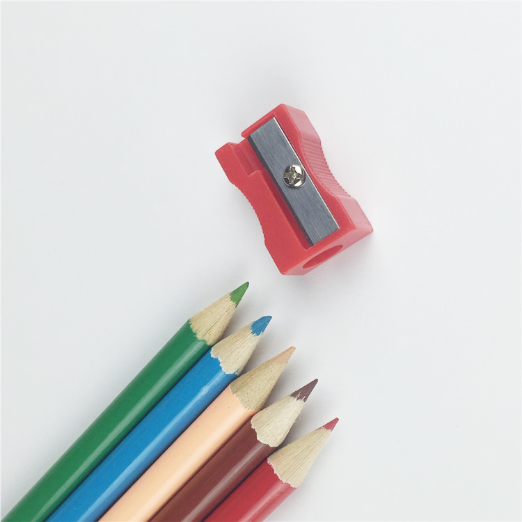 Plastic Octagonal Pencil Sharpener - Durable Plastic, 2.5x1.6x1.2cm, Assorted Colors | Manual Use, Stainless Steel Blades, Keychain Feature