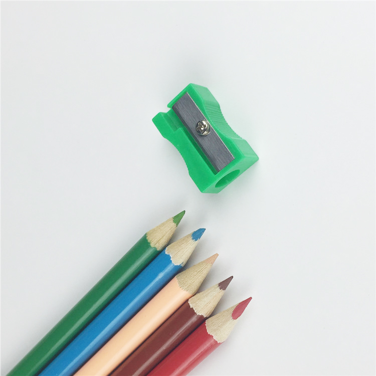 Plastic Octagonal Pencil Sharpener - Durable Plastic, 2.5x1.6x1.2cm, Assorted Colors | Manual Use, Stainless Steel Blades, Keychain Feature