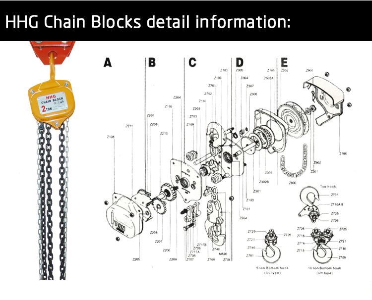 Orange Chain Hoist 1 Ton 3 Meters Chain Block Lifting Cranes