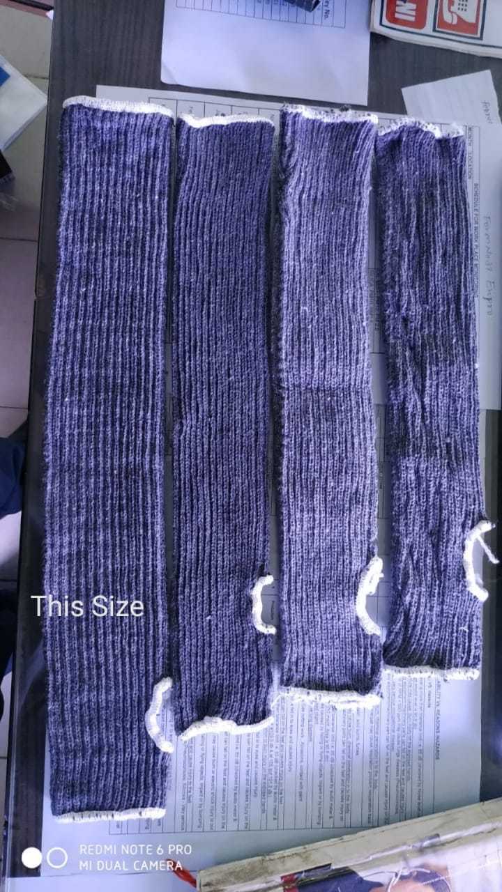 Thumb Cut Hand Sleeves - Cotton Fabric, Fingerless Style, Navy Blue, Natural White, Gray Milange | Ideal For Industrial Usage, Plain Pattern