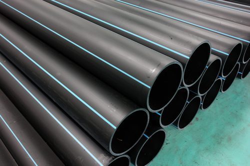 HDPE Coil Pipes - HDPE Material, Available in 6 Metre Lengths or Coils up to 110 mm OD, Black with Blue Strips, Rustproof | Ideal for Water Supply, Chemical, and Irrigation Applications