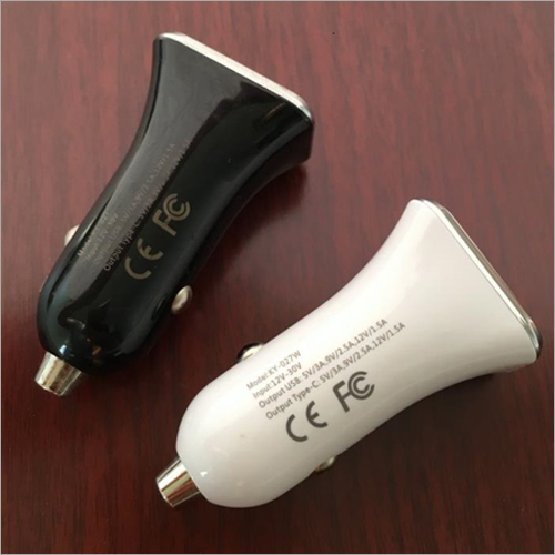 Car Mobile Charger - Abs Plastic, 3.5 X 2.5 X 1.5 Inches, White | 12-24v Input, 5v 2.4a Output, Ce Certified, Lightweight & Portable