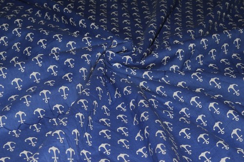 Cotton Fabric - 100% Handcrafted Eco-Friendly Blue Block Printed Fabric, 44 Inches Wide, Lightweight Garment Decor