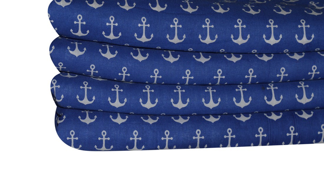 Cotton Fabric - 100% Handcrafted Eco-friendly Blue Block Printed Fabric, 44 Inches Wide, Lightweight Garment Decor