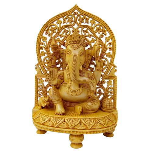 Wood Wooden Ganesh Statue Idol