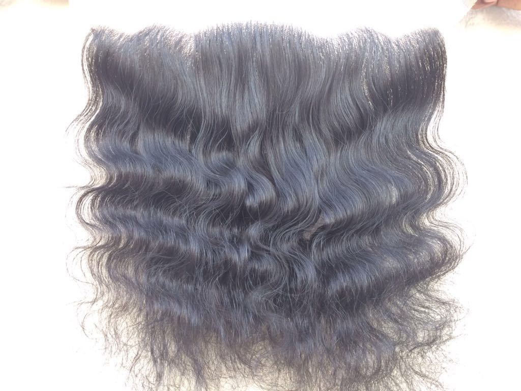 Black Transparent Swiss Lace Frontal Natural Wavy Hair