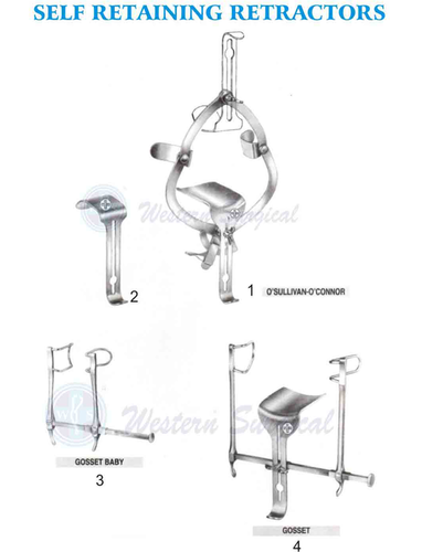 WS S.R.R.(4) Self Retaining Retractors - Stainless Steel, Adjustable Height, Metallic Finish | Manual Operation, Various Shapes (OSullivan-OConnor, Gosset, Baby Gosset)