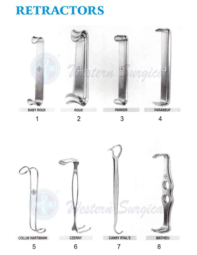 Retractors - Stainless Steel, Standard Size, Silver Finish - Portable, Manual Operation, Brand New