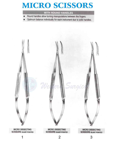 Micro Scissors - Stainless Steel, Standard Size, Silver Color | Blunt and Curved Edges, Easy Grip Handles for Surgical Precision