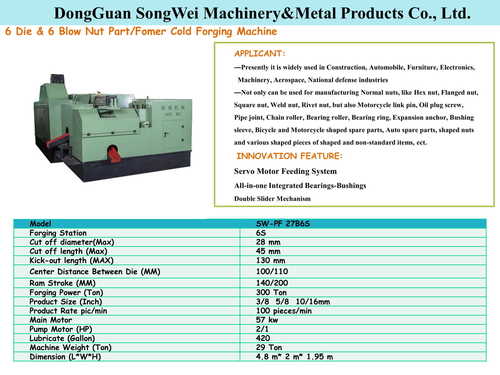 cold forging machine 27B6S - Steel, 4 X 2 X 2 M, 3.0Kw, 1000 Rpm, Stroke: 48 Mm, 2500 Kg | Cost-Effective, Durable Design, Easy Operation, Efficient, High Speed, Precise Forging, Reliable, Versatile