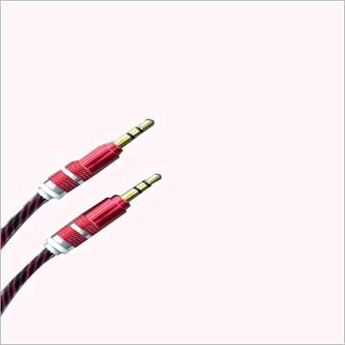 Red & Black Nylon Metal Aux Cable