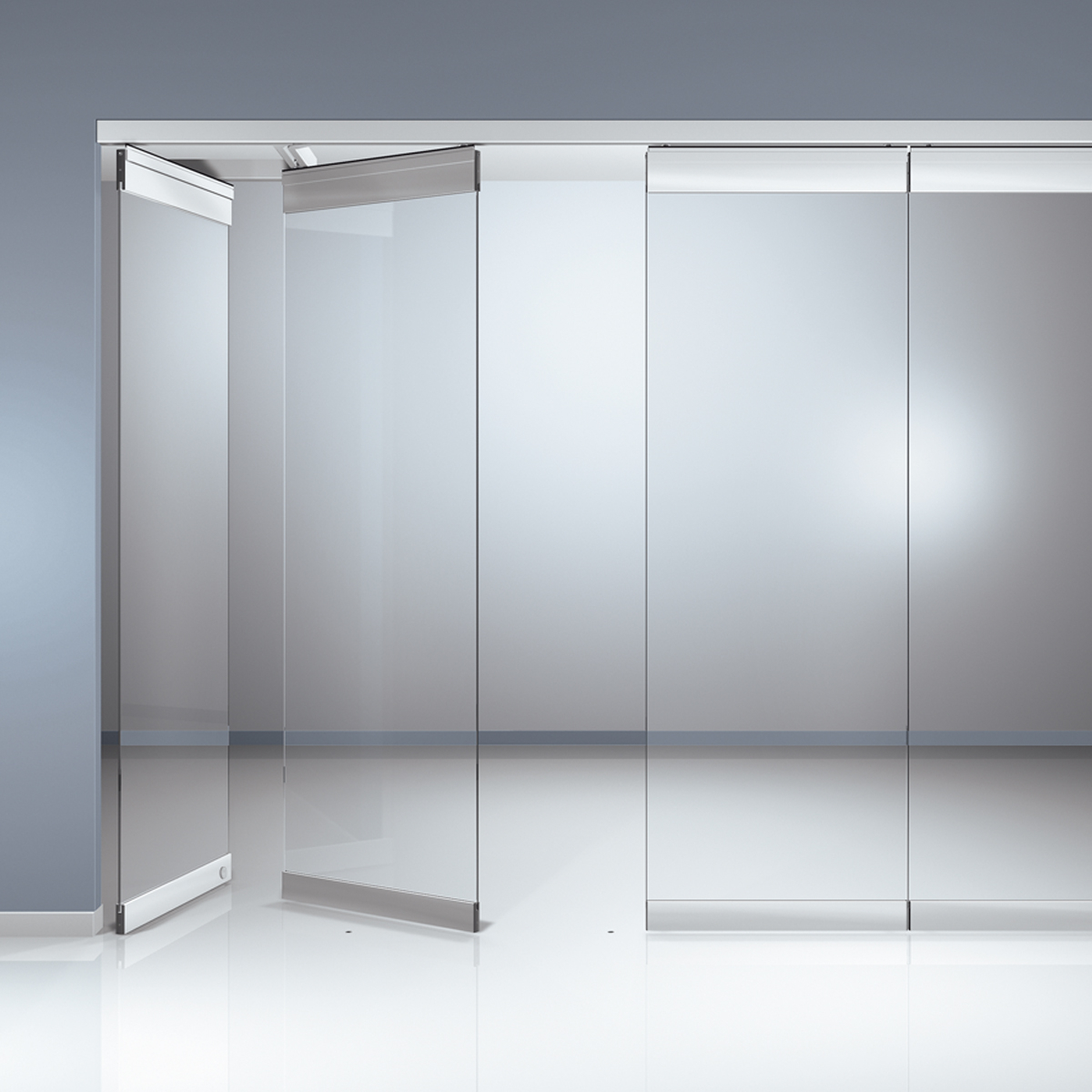 Glass Movable Walls - 12mm Toughened Tempered Glass, 600-1200 Mm Panels Height 3.5 Meters | Transparent, Single Glazed, Smooth, Pivot Door Opening, Heavy Duty Aluminum Track